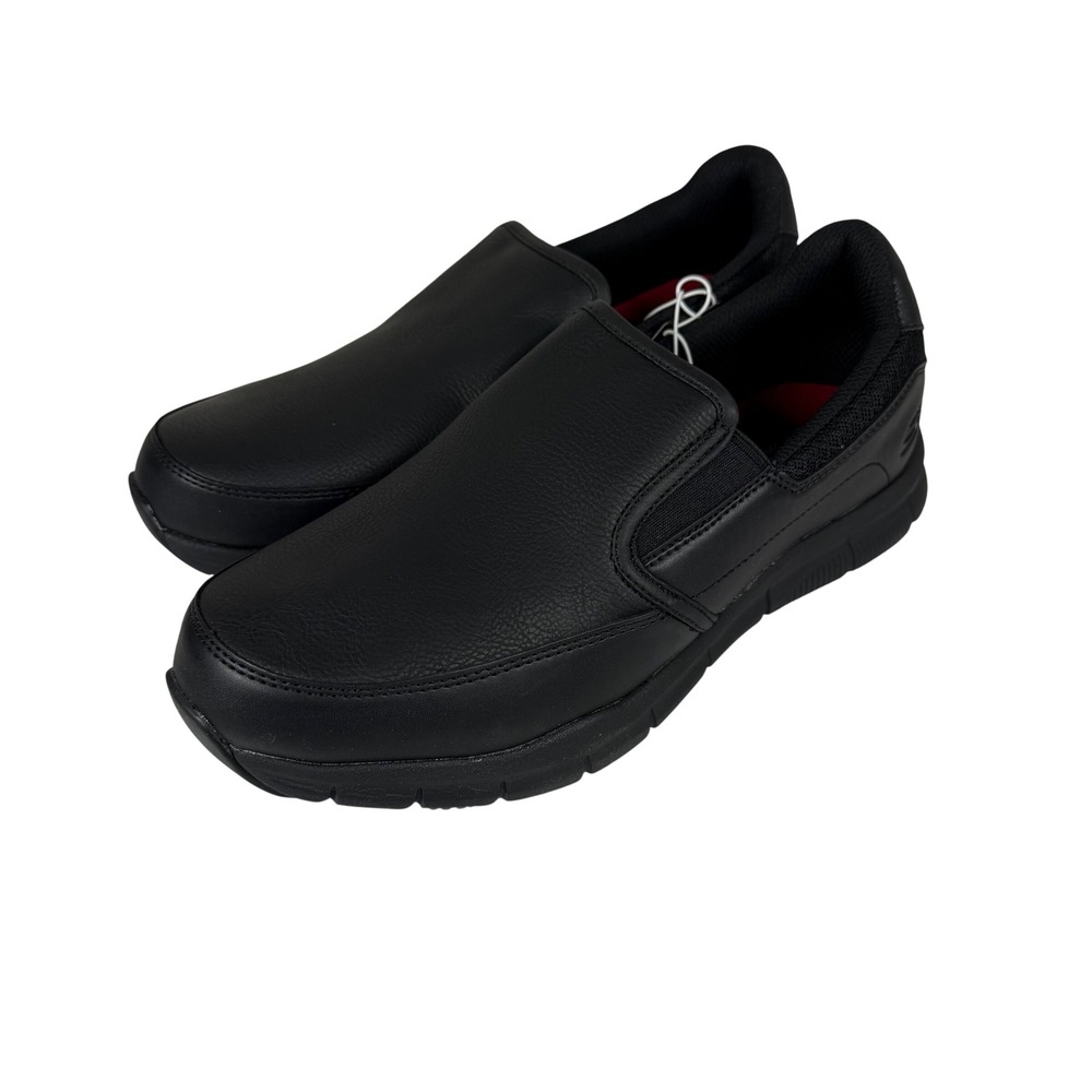 Skechers Mens 9 Work Nampa-Groton Black Slip Resistant Memory Foam Shoes 77157S